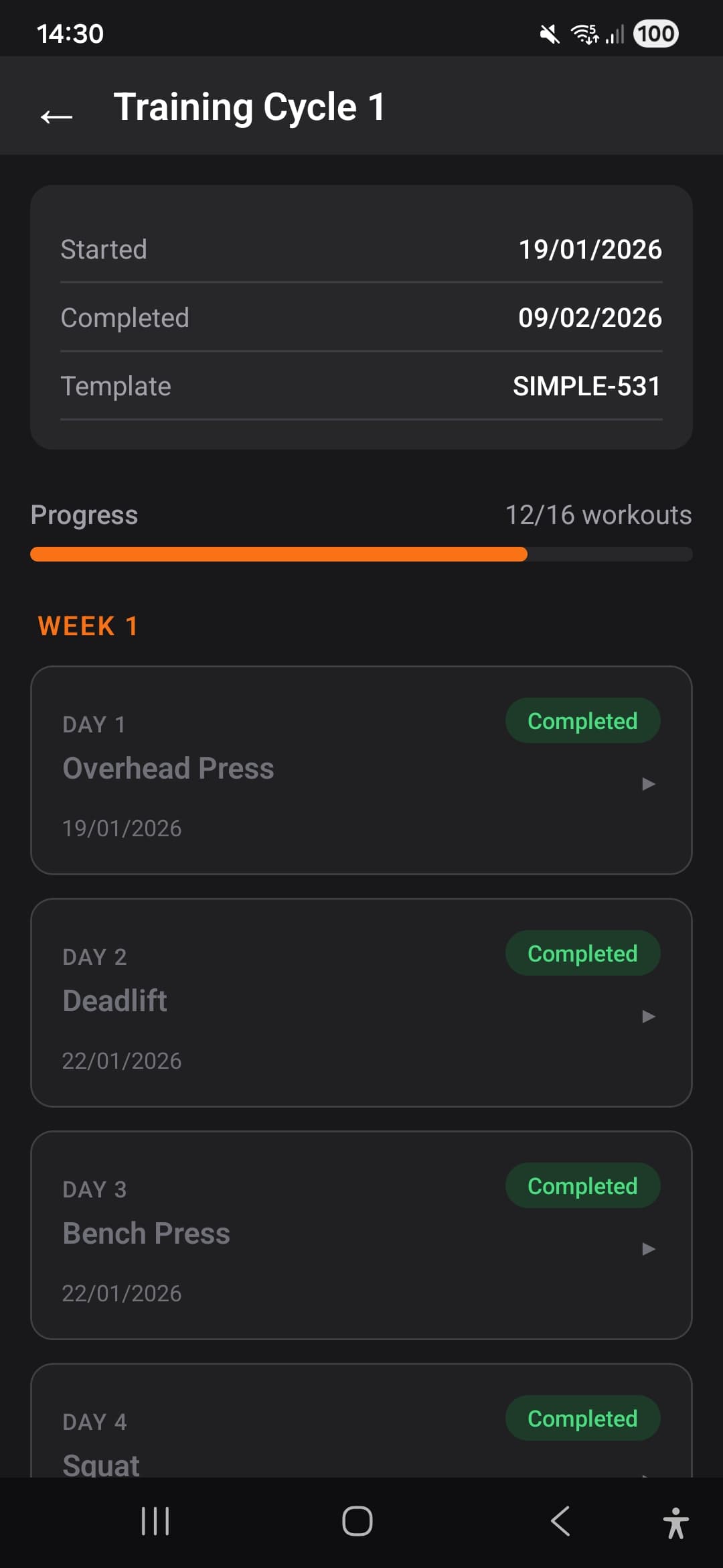 531 Tracker training cycle